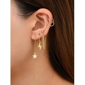 SHEIN 5pcs/set Star Decor Earrings Yellow Gold