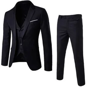 Fashion 2 In 1 Men's Suit Coat Pants Uniform Suit (without Vest)-Black