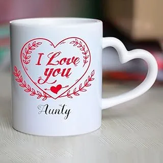 كوب بمقبض على شكل قلب من Huppme I Love You Aunty