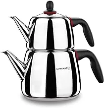 Gusto Design Teapot A060 in Matt by Korkmaz Stainless Steel Induction with Glass Lid 1 L and 2 L