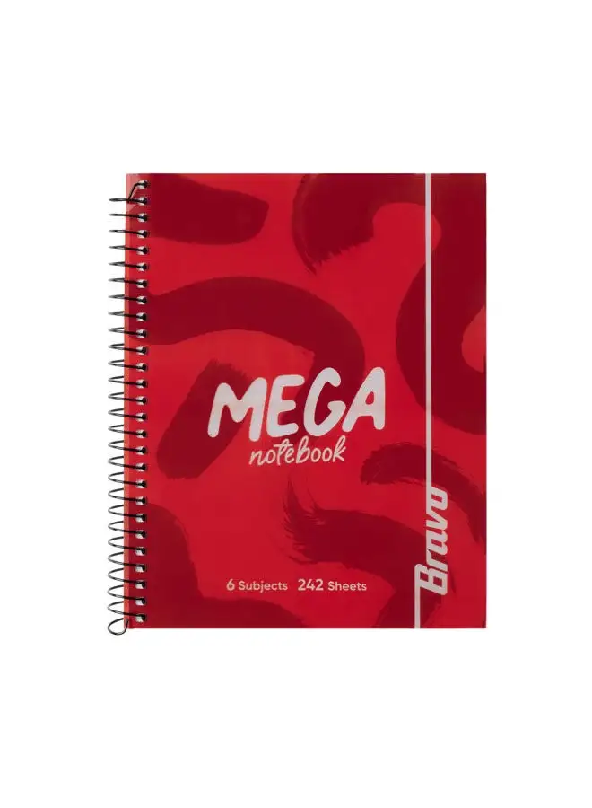 Bravo New Mega Notebook Large - 6 Subjects – Red