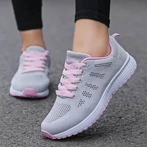 Fashion Ladies Casual Fashion Breathable Mesh Flats Sneakers White Women's Shoes