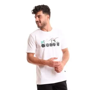 Diadora Men Cotton Printed T-Shirt - White