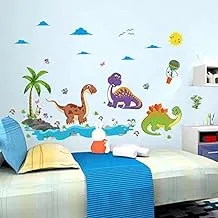 Dinosaur Cartoon Vinyl Removable Decals Nursery Bedroom Living Room Bathroom Tile Decor Mural Self-adhesive Wall Stickers dc28