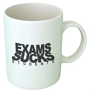 Fast Print Printed Mug, Exams - Black and White