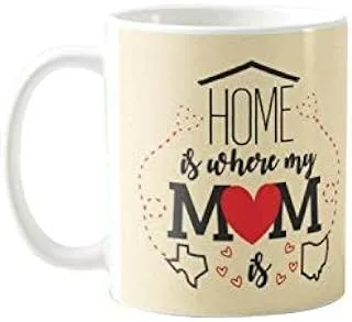 Yaya Cafe Gifts for Mother, Home is Where Mom is Coffee Mug for Mother, Coaster Combo Set of 2