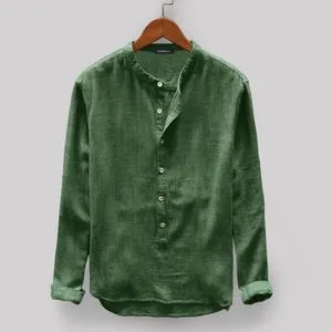 Incerun Mens Casual Stand Collar Long Sleeve Down Shirts-Dark Green