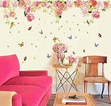 Beautiful Roses and Butterflies Wall Decals, Living Room Bedroom Removable Wall Stickers Murals, 2724634921170