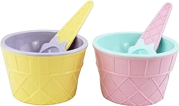 Q-Lux Carnaval Ice Cream Set – Sweet Treats Ice Cream Playset – Cups and spoons - Accessories for Kids 3 and Up. Set of 4 Pcs - 2Cups, 2 spoons