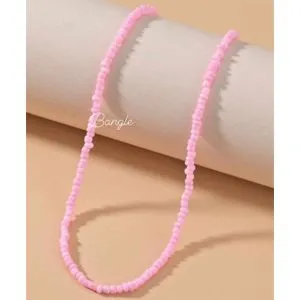 Fashion Choker Beads Necklace Pink Color