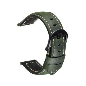 Leather Retro Strap For Huawei,Size: 22mm (Army Green Black Buckle)