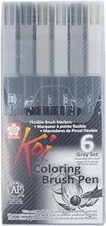 Sakura Koi XBR-6 Colouring Brush Pen Set 6 Grey Pens