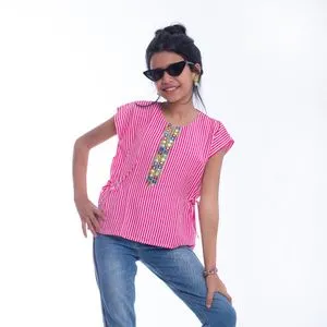 Bebo BEBO_Striped Blouse For Girls_Pink