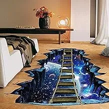 Universe Planet Suspension Bridge Wall Sticker PVC Removable 3D Floor Sticker Mural Home Decoration-es