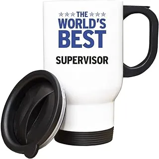 Duke Gifts BLUE Worlds Best Supervisor White Travel Mug 372