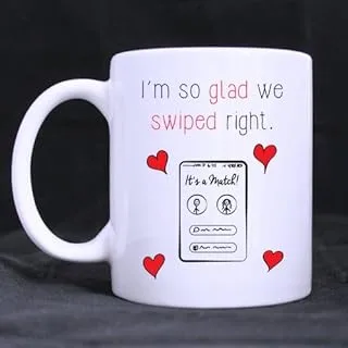 Coffee Mug I'm So Happy I Swiped Right Tea Cup Ceramic Coffee Mug 11 Ounce