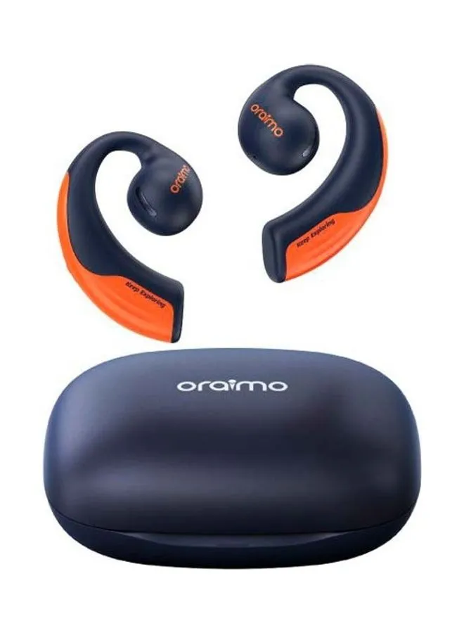 سماعات أذن Oraimo OpenPods، وقت تشغيل طويل 40 ساعة، IPX5، 4 ميكروفونات لتقليل الضوضاء، أذن مفتوحة، لاسلكية حقيقية، أزرق