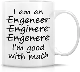 Retreez Funny Mug - I'm An Engineer Good With Math 11 Oz Ceramic Coffee Mugs - Funny, Sarcasm, Sarcastic, Motivational, Inspirational birthday gifts for friends, coworkers, siblings, dad or mom.