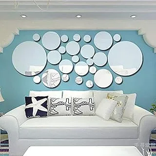 3d Acrylic Stereo Wall Sticker Mirror Decoration Bedroom Living Room Tv Background Wall Round Romantic Decoration Sticker, Set Of 26 Pieces