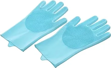 Generic Silicone Magic Kitchen Gloves With Heat Resistant Washing Made Of High Quality Material To Cleaning Dishes Practical For Kitchen - Blue