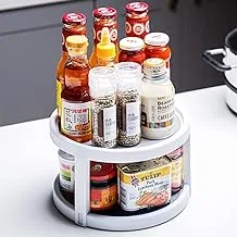 Spice Rack with 2-Tier,360° Rotating Spice Jars Holder,Multifunction Plastic Rack for Kitchen, Pantry,Desk and Bathroom