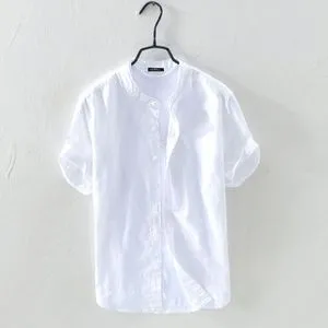 Incerun Men Leisure Stand Collar Short Sleeve Shirts