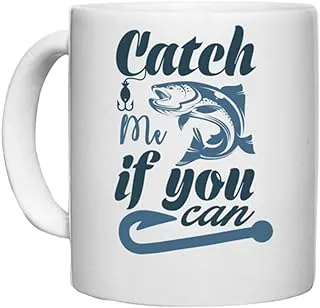 UDNAG White Ceramic Coffee/Tea Mug 'Fishing | Catch me' Perfect for Gifting [330ml]