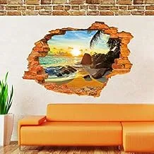 3D beach sunshine Wall Stickers For Living Room Home Decor DIY Removable Wall Decals