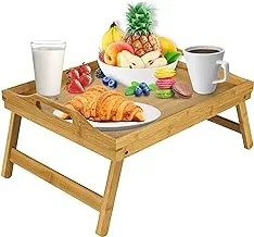 Mosii Bamboo Bed Tray Table With Handles & Foldable Legs, Multipurpose Lap Tray & Standing Desk For Breakfast In Bed, Sofa, Eating, Platters, Working, Serving, Drawing, Laptop Stand & Snack Tray