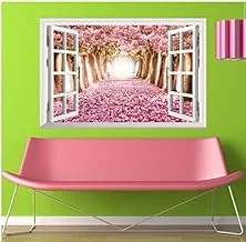 Removable beauty flowers 3D Window Scenery Wall Sticker Home Decor Decals Mural Waterproof Art Wall Pape mm