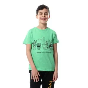 Diadora Boys Printed Cotton T-Shirt -Kiwi