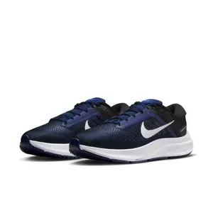 Nike Air Zoom Structure 24 Laced Shoes - NAVY - WHITE - BLACK