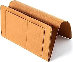 Sofa Armrest Organizer, Felt Bedside Caddy Storage Organizer Anti-Slip Bedside Storage Pocket with 2 Small Pockets for Home Bed Rails, Sofa, Bunk Beds (Brown)