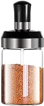 Luxansa Pack of 1 Transparent Jar with Spoon Storage Container With Salt, Glass Condiment with Spoon Jar Pickle Jars Set For Dining Table Seasoning Jar for Kitchen - 250 ML