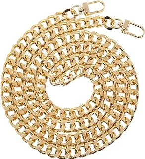 47” Flat Chain Strap, Handbag Chain Strap Crossbody, Purse Chain Strap Replacement, Aluminum Alloy Chain with Buckles, Gold Color