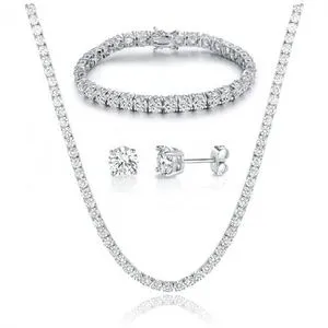 Butterfly Shenoute Tennis Set Of Zircon Stones-collage-bracelet-earring (silver)