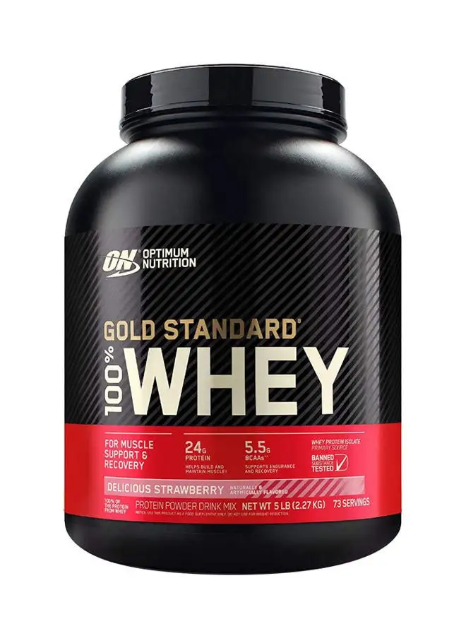 بروتين مصل الحليب Optimum Nutrition Gold Standard 100% - الفراولة اللذيذة - 2.27 كجم