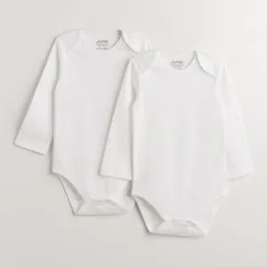 June Baby Basic Envelope Collar 2-Piece Long Sleeve Bodysuit White