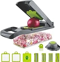 Ram® Mandoline 13 in 1 Vegetable Slicer Food Cutter and Shredder Food Dicer Interchangeable Blades Grater, Chopper, Food Container All in ONE Slicer