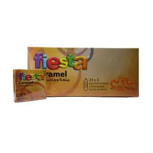 Fiesta Caramel Condoms - Dotted & Flavored - 24 Packs Of 3 Condoms