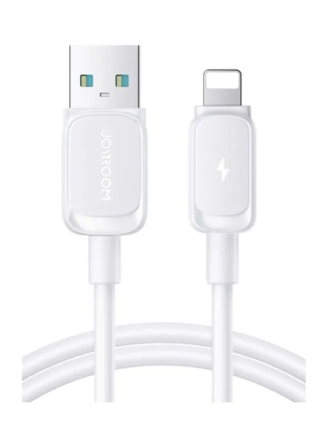 JOYROOM كابل بيانات متعدد الألوان 2.4 أمبير USB إلى Lightning للشحن السريع لهاتف iPhone باللون الأبيض