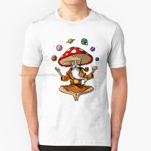 Fashion Magic Mushroom Buddha Streetwear Funny Black Clothing Mens T Shirt Tops Tees Hippie Shrooms Psychedelic Magic Mushrooms Tshirt-white