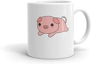 RADANYA Cute Pig Ceramic Cup for Coffee/Milk/Tea, 11 Oz, 350ml (White)