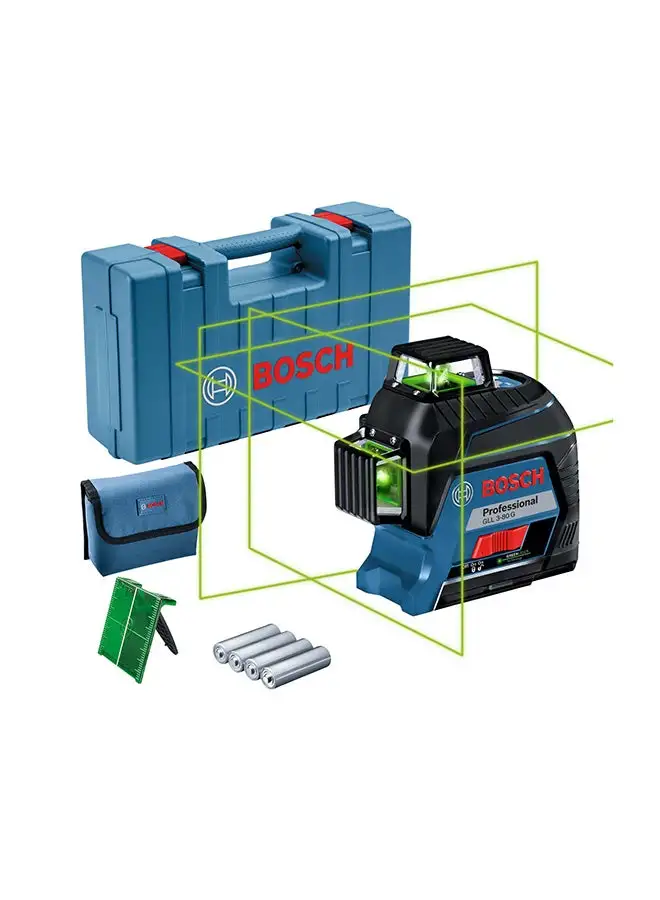 BOSCH Bosch Professional Line Laser GLL 3-80 G، 3 خطوط خضراء عريضة × 360 درجة، مدى يصل إلى 120 مترًا | الموديل: 0601063Y00 مع ضمان لمدة سنة