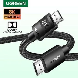 كابل Ugreen 8K HDMI 2.1 HD 8K@60 هرتز عالي السرعة 48 جيجابت في الثانية EARC HDR 1M - أسود