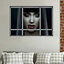 Halloween vampire wallpaper creative 3D fake window wall sticker personality decoration