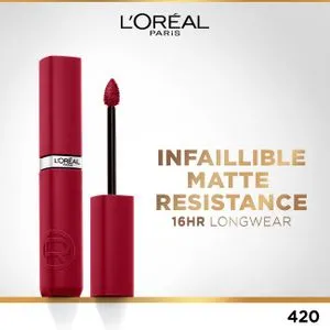 L'Oreal Paris Infaillible Matte Resistance Liquid Lipstick - Intense Color & Matte Finish - Long-lasting - No Transfer - With Hyaluronic Acid -  420 True Romance