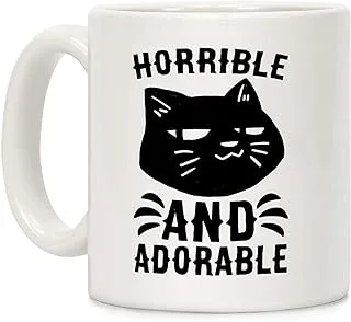 RADANYA Horrible and Adorable Cat Ceramic Cup for Coffee, Tea, Milk, Drink (White)