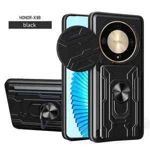 Honor X9b Full Protection Case With Visa Card Slot, Metal Ring & Slider Camera Cover