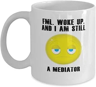 FML Still a Mediator - أكواب هدايا مبتكرة لعيد الميلاد، والذكرى السنوية، وعيد الحب، والمناسبات الخاصة، وعيد الميلاد - كوب قهوة مضحك سعة 11 أونصة